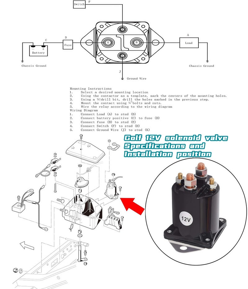 Viefow 12V Club Car Starter Solenoid,Gas Golf Cart Solenoid Fits Club Car 1984-Up DS/04+ Precedent Gas Solenoid Clubcar Replaces Part Number:1012275, 1013609, 435-154,1012275 - Image 4